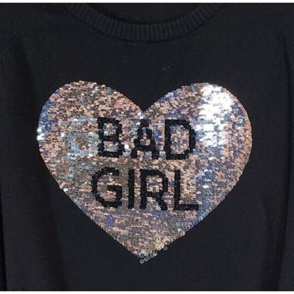 Torrid Women's Sequin Heart "Good Girl Bad Girl" Black Cotton Sweater 0X Lg | 12 - Picture 6 of 11
